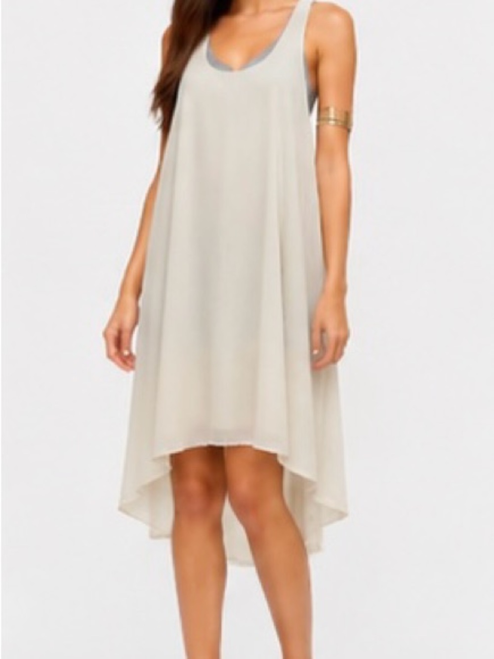 Lucca Couture Haven Cream Chiffon High-Low Racerback Dress – Size Small